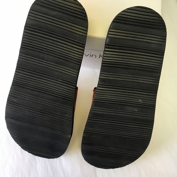 Calvin Klein Men’s Mardy Tumbled Brick Red Slides sz 7 - Picture 3 of 3